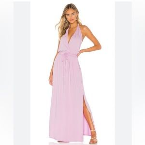 Bobi Backless Draped Modal Jersey Maxi Dress WITH POCKETS